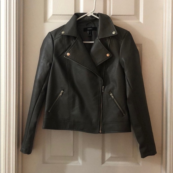 Forever 21 Jackets & Blazers - Grey Leather Moto Jacket